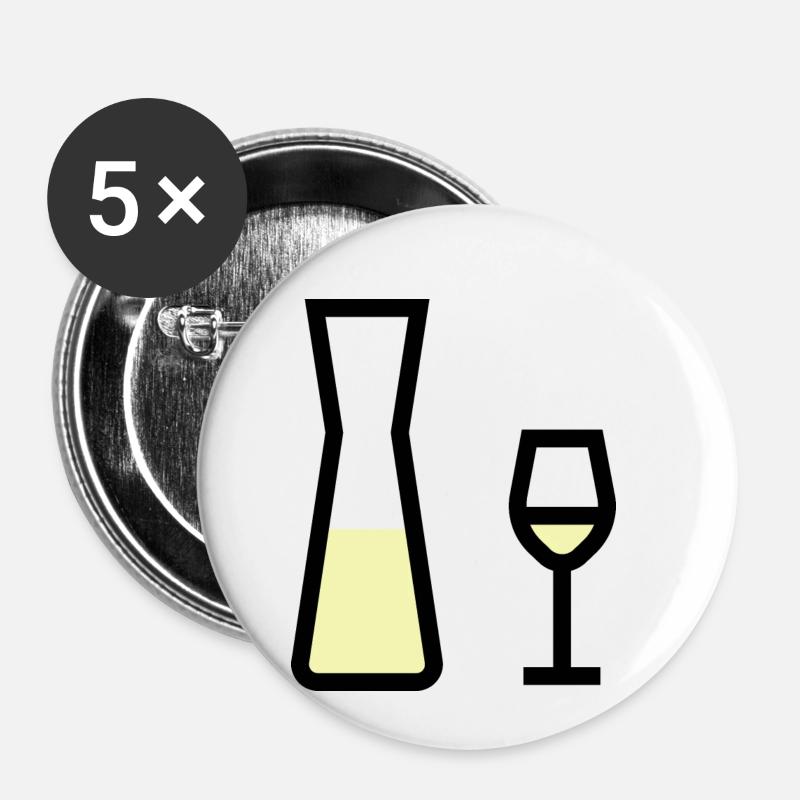 White wine glass and white wine carafe - Buttons small 1''/25 mm (5-pack) - white