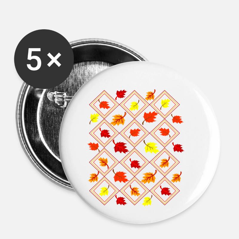 Automne 4 - Lot de 5 petits badges (25 mm) - blanc