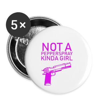 Gun Girl no Papperspray Guns Shooting Waffen - Buttons klein 25 mm (5er Pack) - Weiß - Vorne