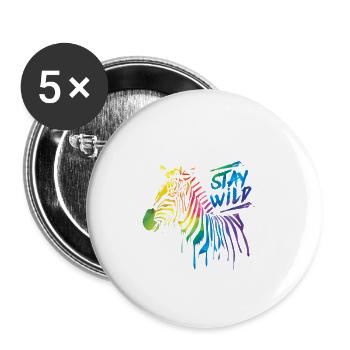 Zebra Boom! - Lot de 5 petits badges (25 mm) - blanc - Devant
