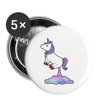 Einhorn pupsen furzen Geschenk Idee - Buttons klein 25 mm (5er Pack) - Weiß - Vorne