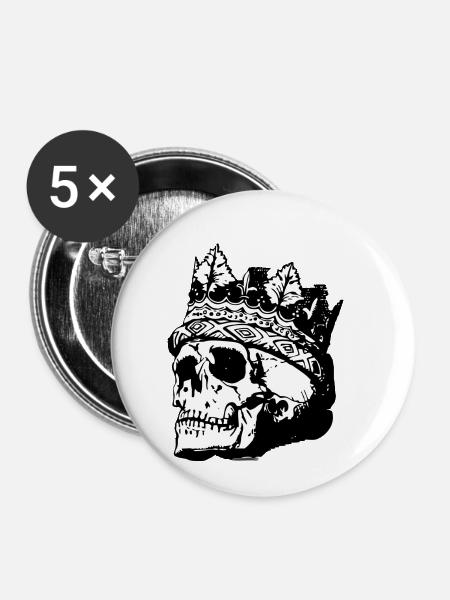 Skull skull - Buttons small 1''/25 mm (5-pack) - white