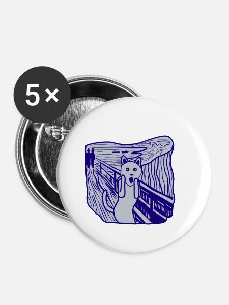 Katze schreit - Buttons klein 25 mm (5er Pack) - Weiß