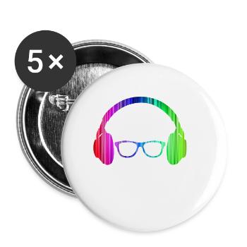 Kopfhörer und Sonnenbrille Neon T-Shirt Glowing - Buttons klein 25 mm (5er Pack) - Weiß - Vorne