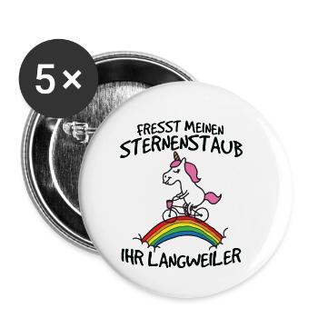 Einhorn Fresst meinen Sternenstaub ihr Langweiler - Buttons klein 25 mm (5er Pack) - Weiß - Vorne