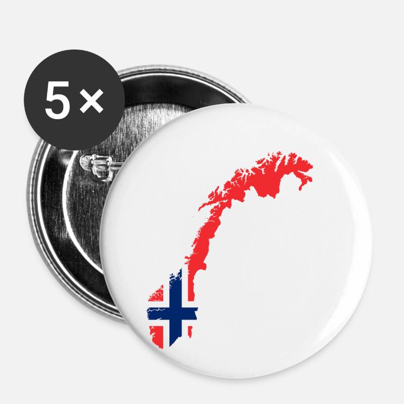 Flag Norway - Buttons small 1''/25 mm (5-pack) - white
