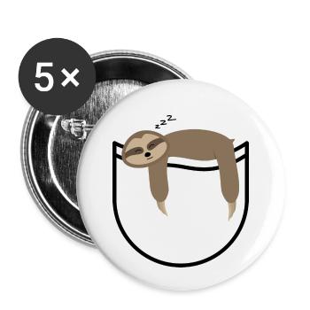 Paresseux de poche - Lot de 5 petits badges (25 mm) - blanc - Devant