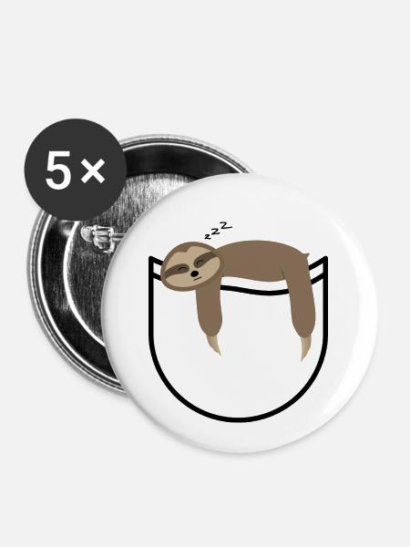 Pocket Sloth - Buttons klein 25 mm (5er Pack) - Weiß