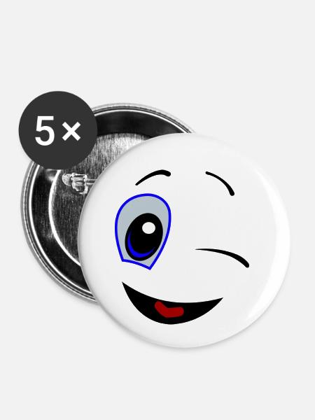 Smiley - Buttons klein 25 mm (5er Pack) - Weiß