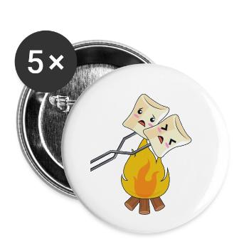 Guimauve au-dessus du feu de camp / Scouts - Lot de 5 petits badges (25 mm) - blanc - Devant