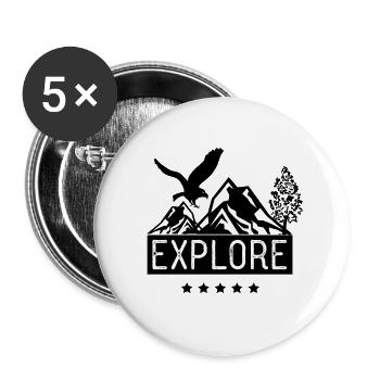 explorer - Lot de 5 petits badges (25 mm) - blanc - Devant