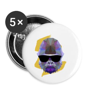 Gorilla - animals - Buttons small 1''/25 mm (5-pack) - white - Front
