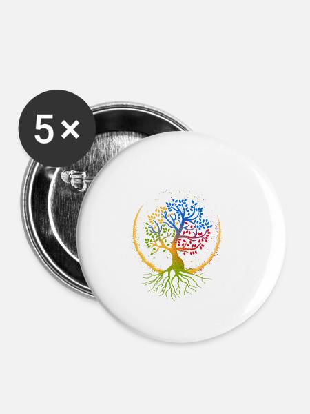 Lebensbaum - Buttons klein 25 mm (5er Pack) - Weiß