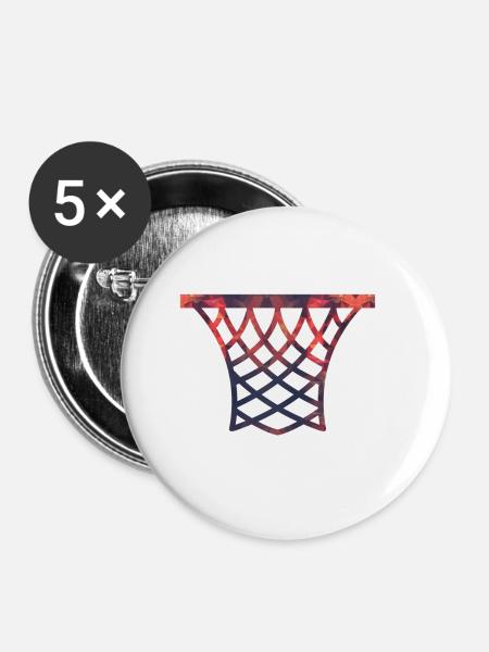 Basketball / Basketballkorb - Buttons klein 25 mm (5er Pack) - Weiß
