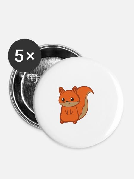 Eichhörnchen - Eichhörnchenfan - Eichkätzchen - Buttons klein 25 mm (5er Pack) - Weiß