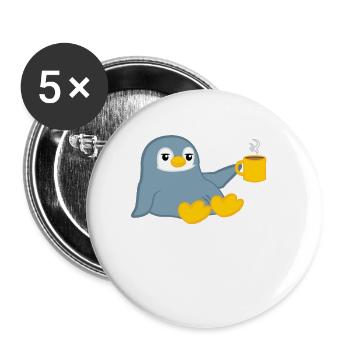 Pinguin - Pinguine - Pinguinmotiv - Kaffee - Buttons klein 25 mm (5er Pack) - Weiß - Vorne