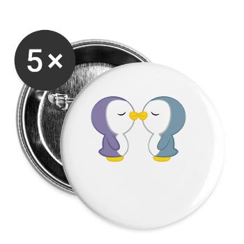 Pinguin - Pinguine - Pinguinmotiv - Pinguinliebe - Buttons klein 25 mm (5er Pack) - Weiß - Vorne