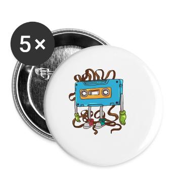 Tape salad cassette of the 80s - Buttons small 1''/25 mm (5-pack) - white - Front