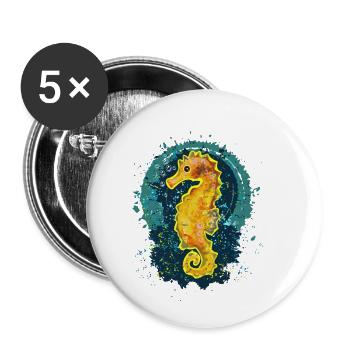 Fröhliches Seepferdchen - Buttons klein 25 mm (5er Pack) - Weiß - Vorne