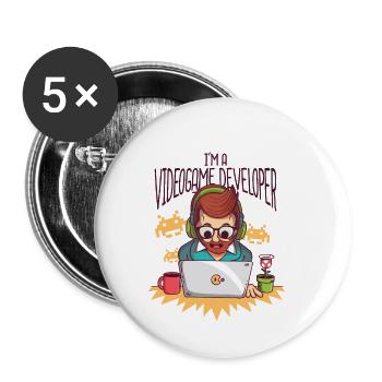 Video Game Developer - Videogame Developer - Buttons small 1''/25 mm (5-pack) - white - Front