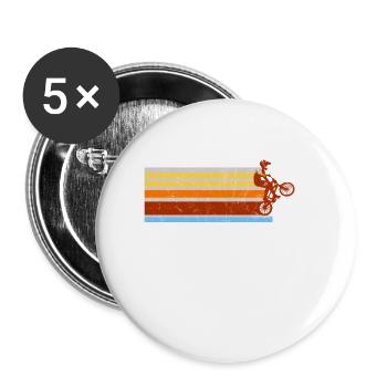 BMX Distressed Streaks Vintage - Buttons small 1''/25 mm (5-pack) - white - Front