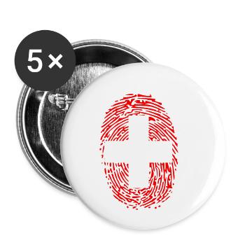 Suisse Empreinte ADN drapeau - Lot de 5 petits badges (25 mm) - blanc - Devant
