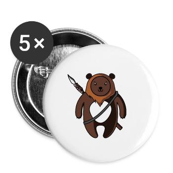 sweet bear with spear - Buttons small 1''/25 mm (5-pack) - white - Front