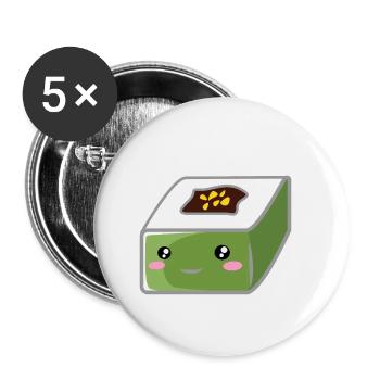 Quadratisches Sushi - Buttons klein 25 mm (5er Pack) - Weiß - Vorne