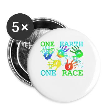 T-shirt Anti Racisme - Une race Earth One - Lot de 5 petits badges (25 mm) - blanc - Devant