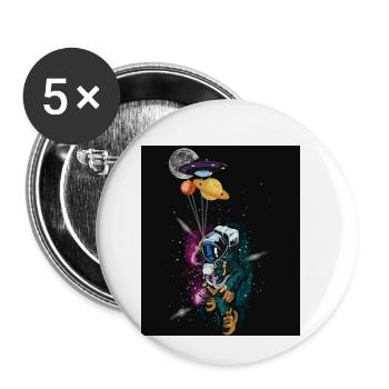 Astronaute spatial - Lot de 5 petits badges (25 mm) - blanc - Devant