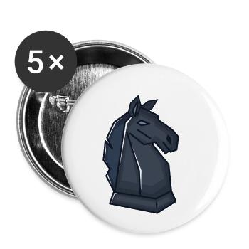 Schach Schachfigur Springer - Buttons klein 25 mm (5er Pack) - Weiß - Vorne