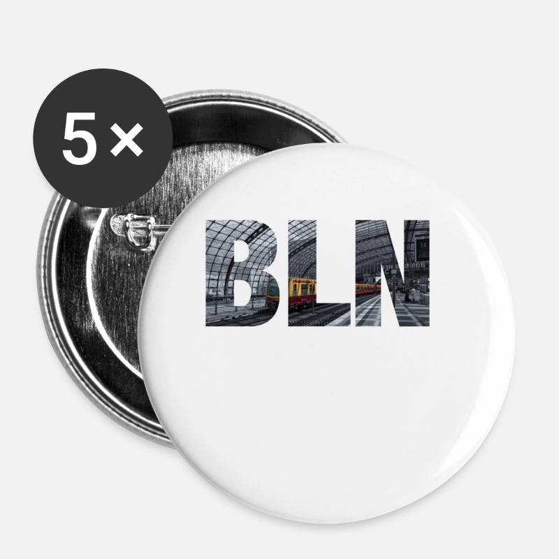 Berlin BLN 030 S-Bahn Geschenk - Buttons klein 25 mm (5er Pack) - Weiß