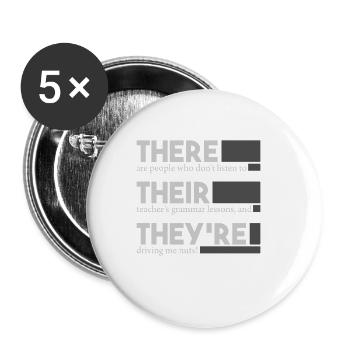 Englisch Lehrer Grammatik There Their They're - Buttons klein 25 mm (5er Pack) - Weiß - Vorne