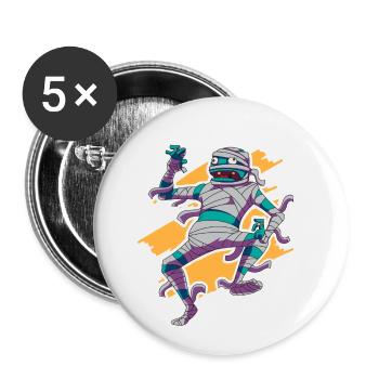 Gruselige Lustige Mumie Halloween Design Erwachsen - Buttons klein 25 mm (5er Pack) - Weiß - Vorne