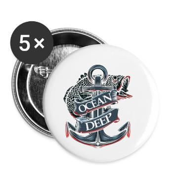 Ocean Deep Anker - Buttons klein 25 mm (5er Pack) - Weiß - Vorne