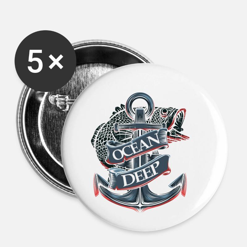 Nautical anchor - Buttons small 1''/25 mm (5-pack) - white