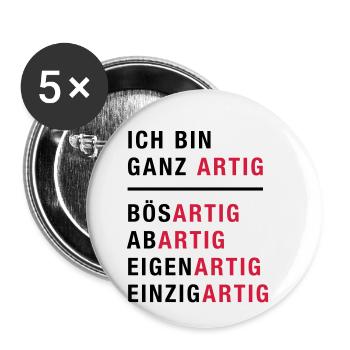 Spruch, Ich bin ganz artig - Buttons klein 25 mm (5er Pack) - Weiß - Vorne