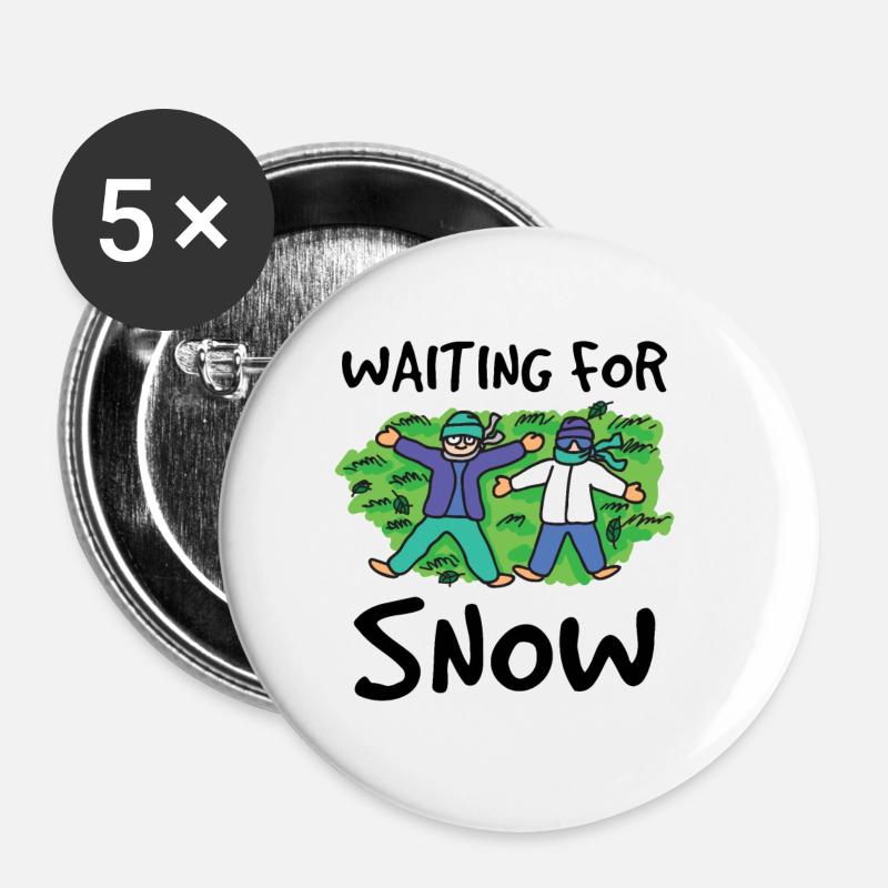 Neige - Lot de 5 petits badges (25 mm) - blanc