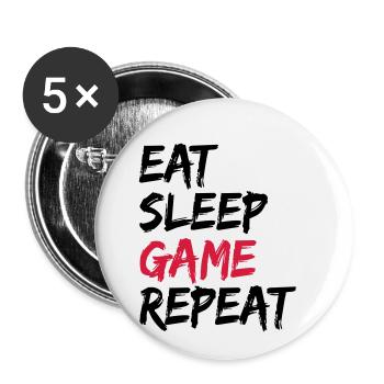 Manger dormir dormir répéter cadeau - Lot de 5 petits badges (25 mm) - blanc - Devant