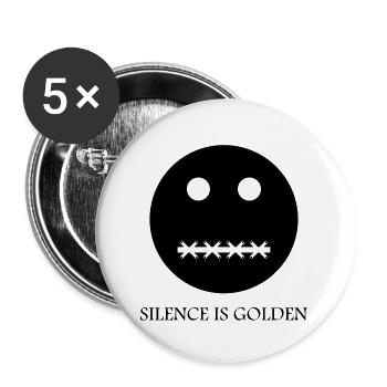 Silence is golden - Caption - Buttons small 1''/25 mm (5-pack) - white - Front