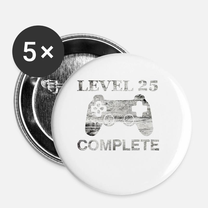 25 years - 25th Birthday Level 25 Complete Shirt - Buttons small 1''/25 mm (5-pack) - white