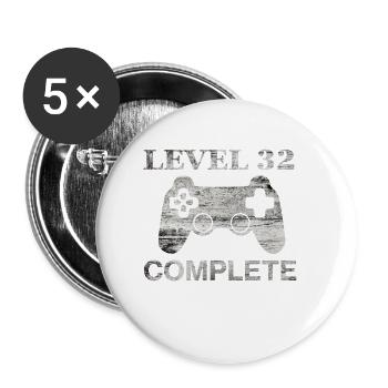 32 years - 32nd birthday Level 32 Complete Shirt - Buttons small 1''/25 mm (5-pack) - white - Front