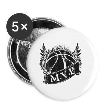 Basketball basketball slamdunk athlète - Lot de 5 petits badges (25 mm) - blanc - Devant