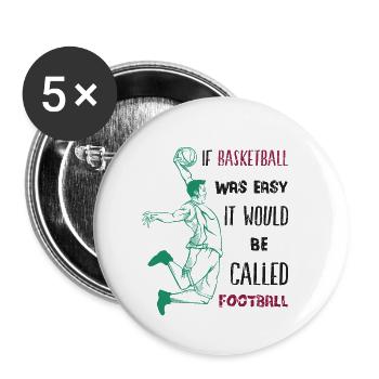 basketballer - Lot de 5 petits badges (25 mm) - blanc - Devant