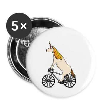 Einhorn fährt Fahrrad Einhörner Geschenk - Buttons klein 25 mm (5er Pack) - Weiß - Vorne