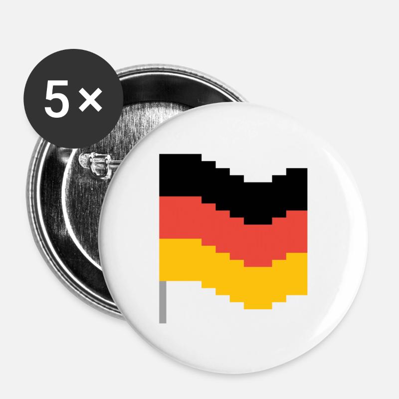 Germany flag in pixel art - Buttons small 1''/25 mm (5-pack) - white
