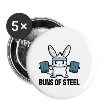 Bunny, Fitness, Gym, Motivation, Sport, Cadeau - Lot de 5 petits badges (25 mm) - blanc - Devant