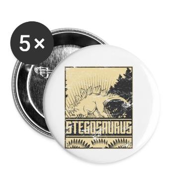 Stegosaurus dinosaur Dinosaruier herbivore - Buttons small 1''/25 mm (5-pack) - white - Front