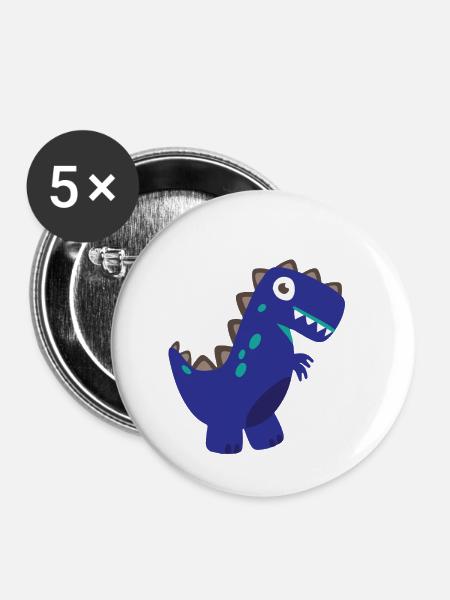 Dinosaurier T-Rex - Buttons klein 25 mm (5er Pack) - Weiß