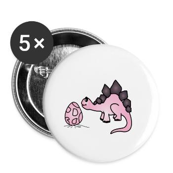 Dino Dinosaurier Stegosauria - Buttons klein 25 mm (5er Pack) - Weiß - Vorne